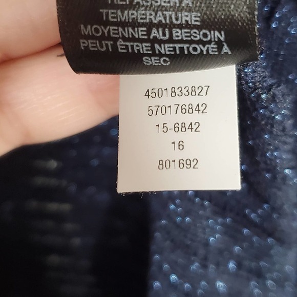 White House Black Market Asymmetric Drape Sleeve Shimmer Sweater Blue Medium - Picture 8 of 15